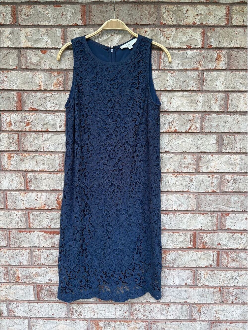 Ann Taylor Loft Navy Blue Lace Crochet Dress Size 6